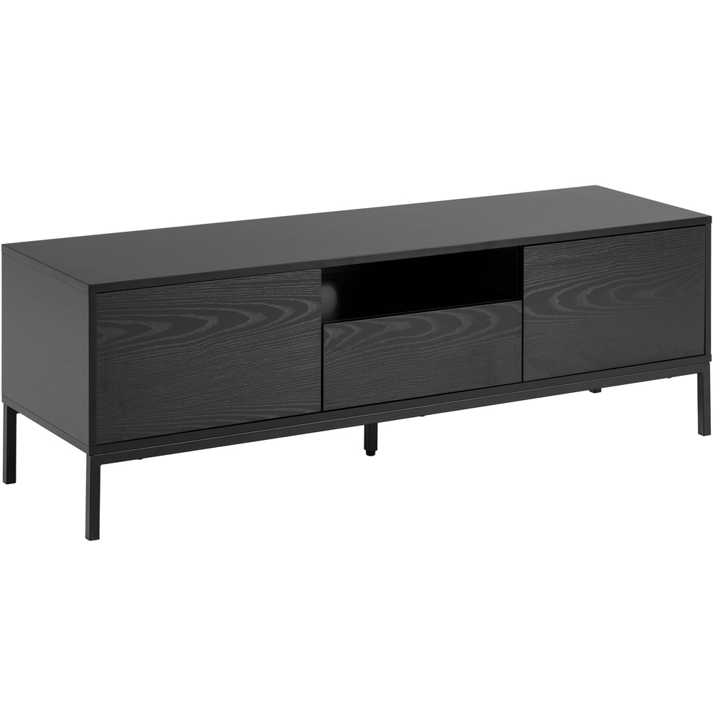 Florence Seaford Single Drawer 2 Ash Black Door TV Unit Image 2