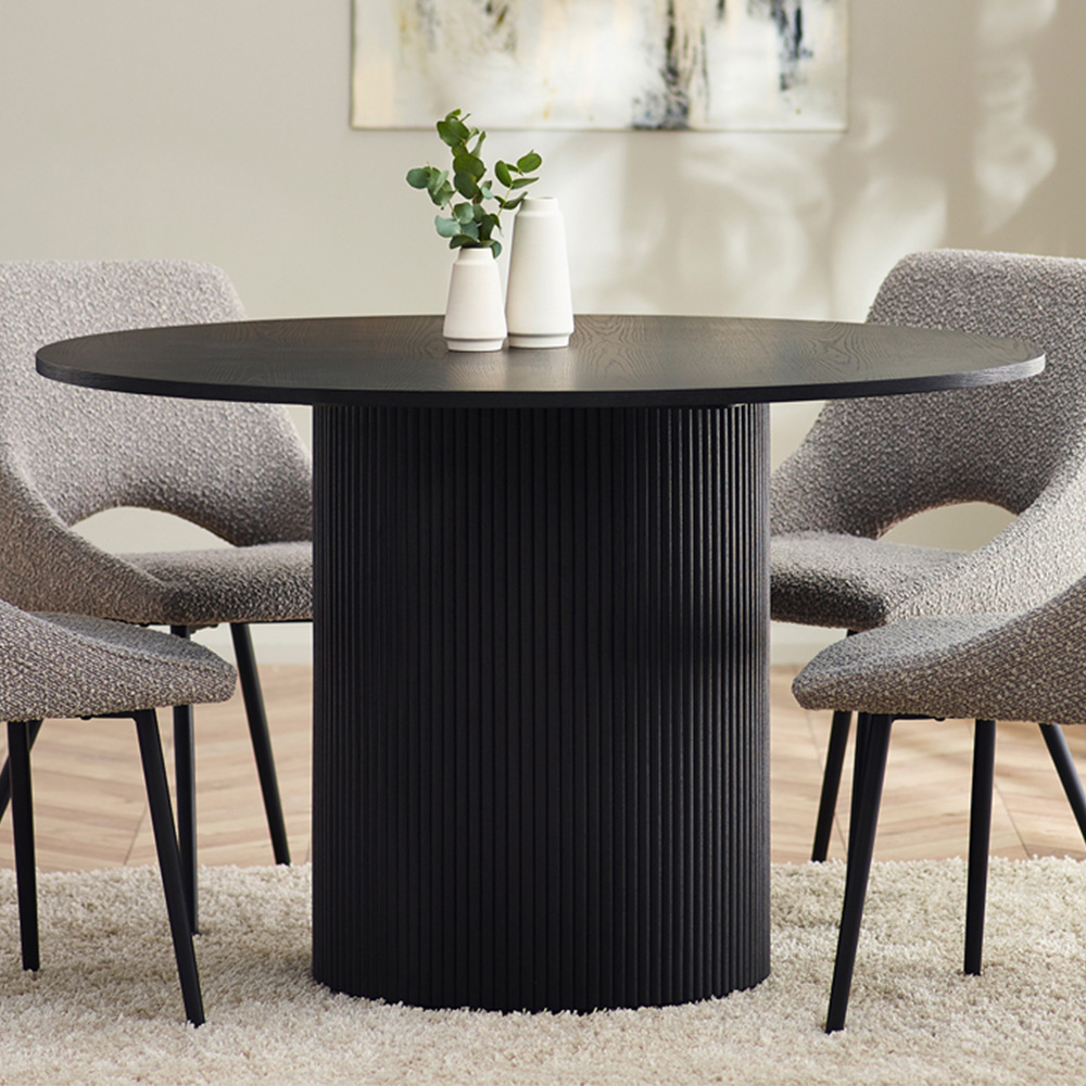 Julian Bowen Louis 4 Seater Fluted Round Dining Table Black Image 1