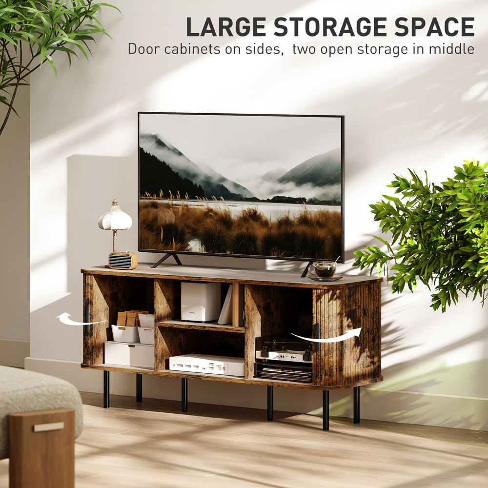 HOMCOM 2 Door 2 Shelf Rustic Brown TV Unit Image 5