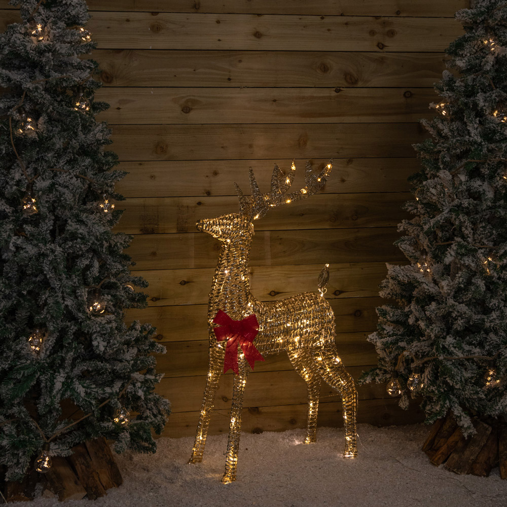 Samuel Alexander Warm White LED Light Up Gold Glitter Twist Reindeer Christmas Decoration 95cm Image 9