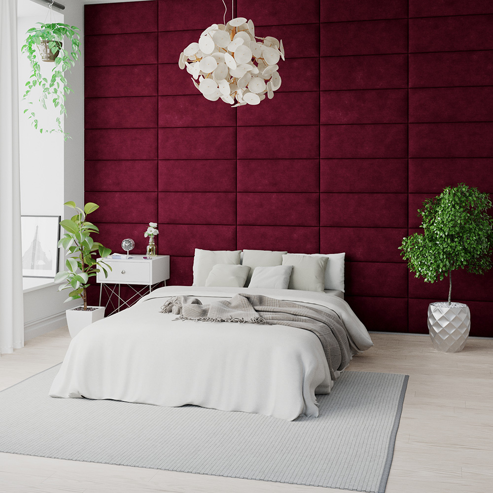 Aspire EasyMount Bordeaux Kimiyo Linen Upholstered Wall Mounted Headboard Panels 8 Pack Image 2