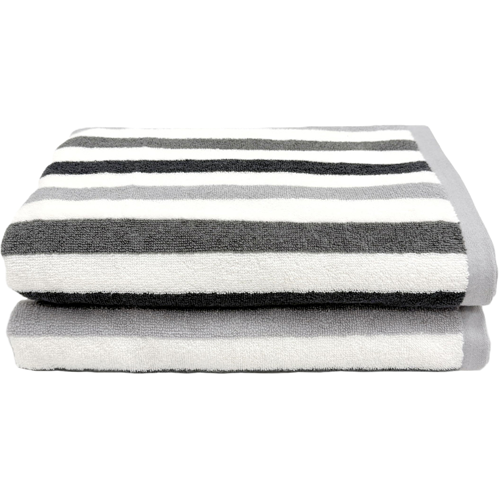 Allure Bath Fashions Cali Grey Striped Bath Towel 2 Pack Image 1