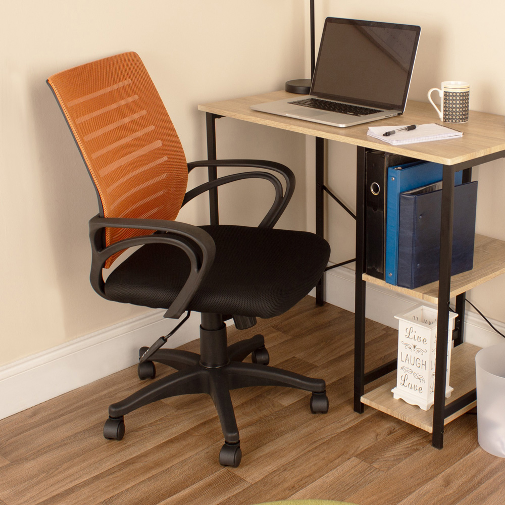 Loft Black and Orange Mesh Swivel Office Chair Image 1