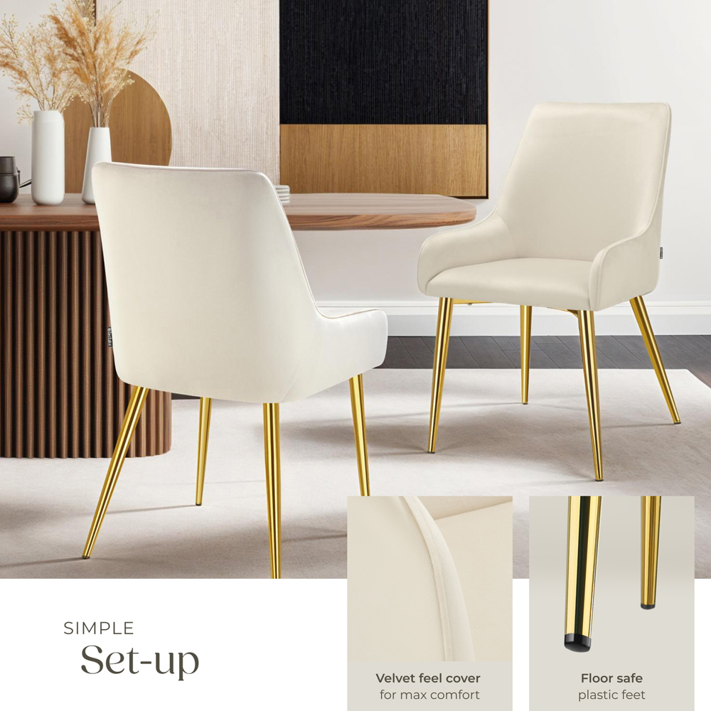 tectake Avane Set of 2 Beige Dining Chair Image 4