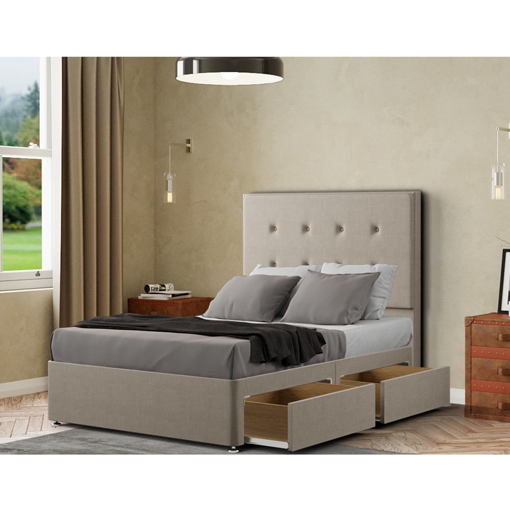 Portland Darlington Small Double Mink Malham Weave Divan Bed with 2 Drawers and Headboard Image 2