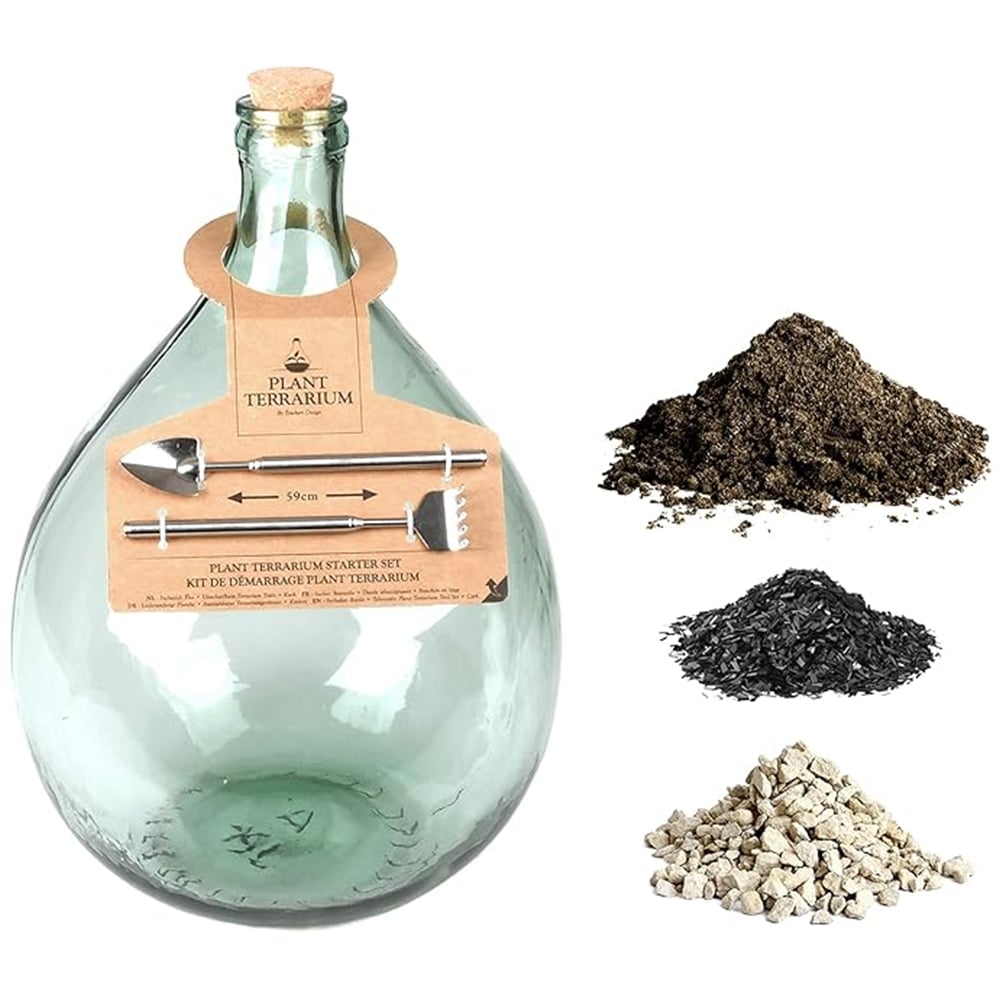 Fallen Fruits Green Glass Terrarium Bottle Set 15L Image 2