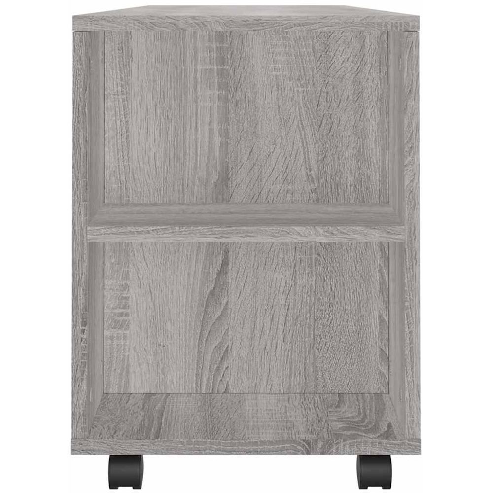 vidaXL 2 Drawer 2 Shelf Grey Sonoma Rolling TV Cabinet Image 7
