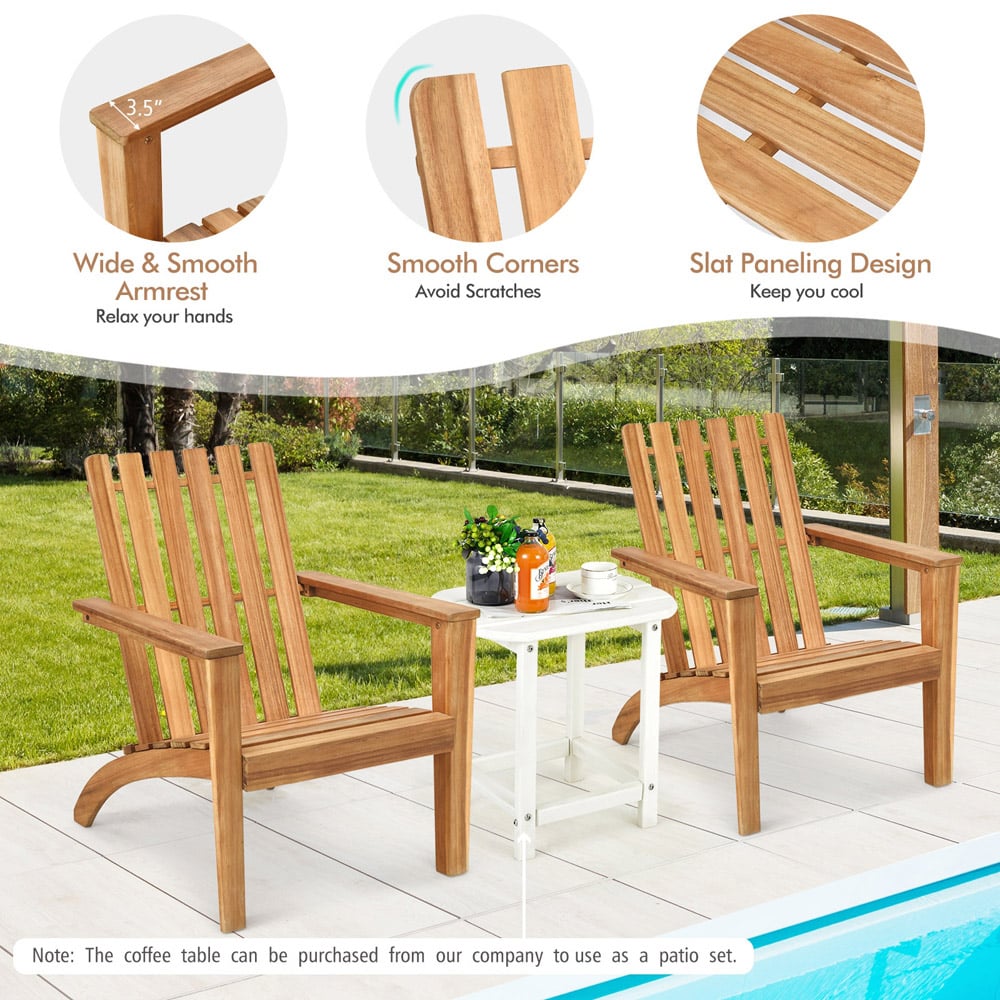 Costway Natural Acacia Wood Adirondack Garden Chair Image 6