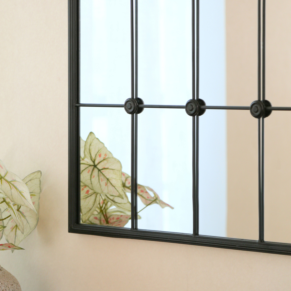 Charles Bentley Monaco Black Industrial Style Wall Mirror Image 5