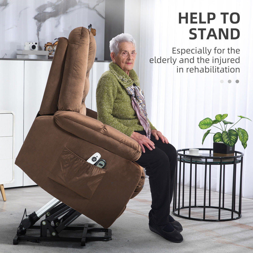 HOMCOM Brown Lift Chair with Vibration Massage and Heat Image 4