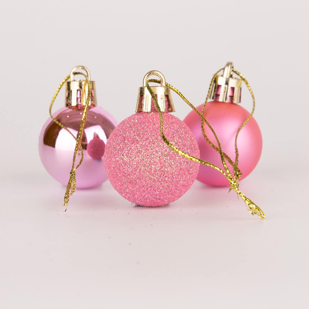 Shatchi 3cm Pink Shatterproof Christmas Bauble 24 Pack Image 3