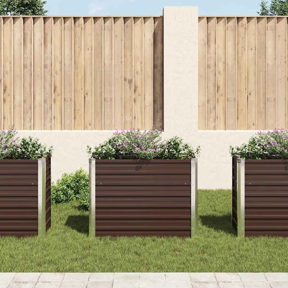 vidaXL Brown Galvanised Steel Raised Garden Bed 77 x 40 x 100cm Image 2