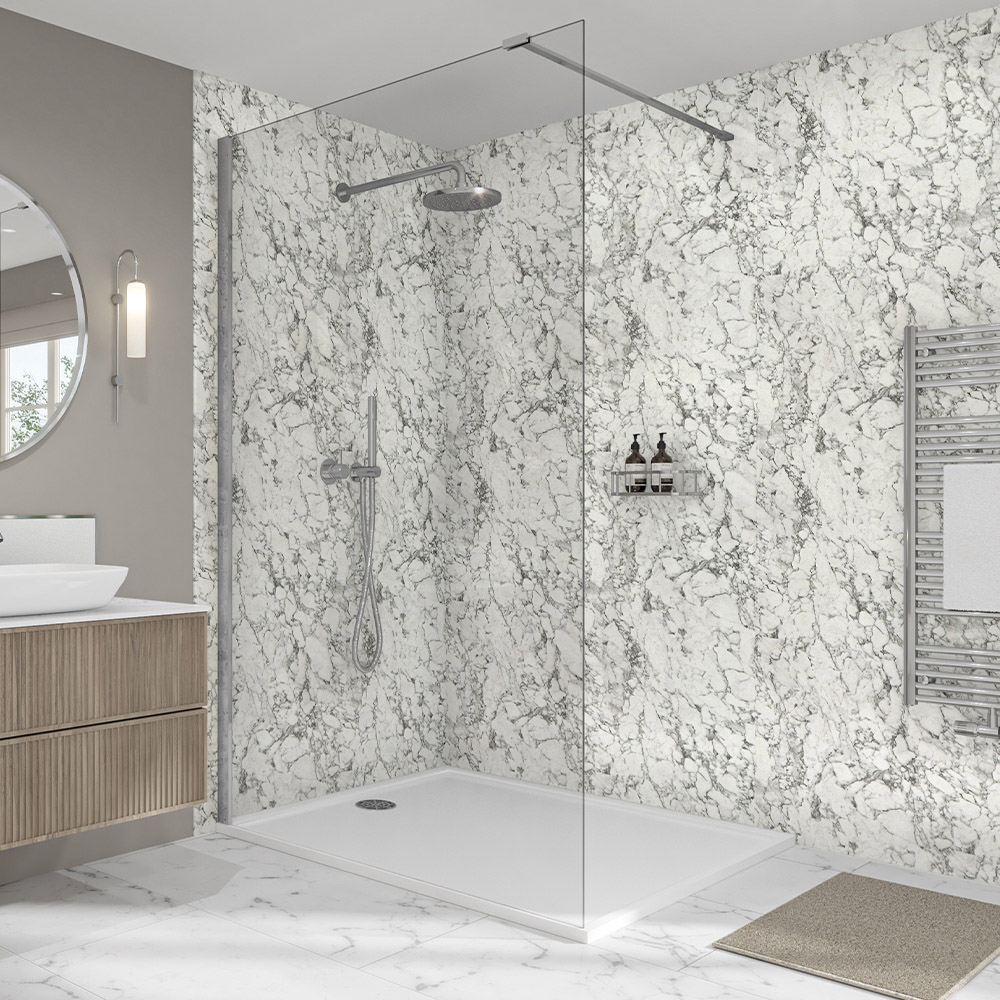 Wetwall Elite Post Formed and Tongue and Groove Milano Marble Shower Panel 2420 x 1200mm Image 1