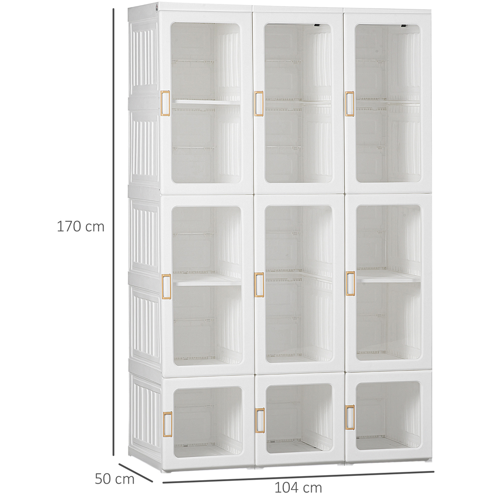 Portland 9 Door White Portable Wardrobe Hanging Rods Image 9