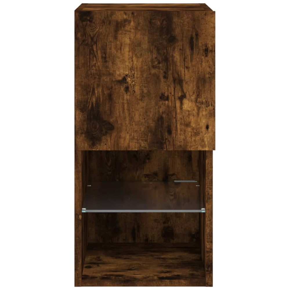 vidaXL Single Door 2 Shelf Smoked Oak Wall Mounted TV Cabinet Set of 2 Image 9