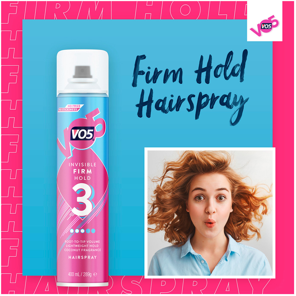 VO5 Firm Hold Anti-Frizz 24H Humidity Protection Hair Spray Mist 400ml 6 Pack Image 6