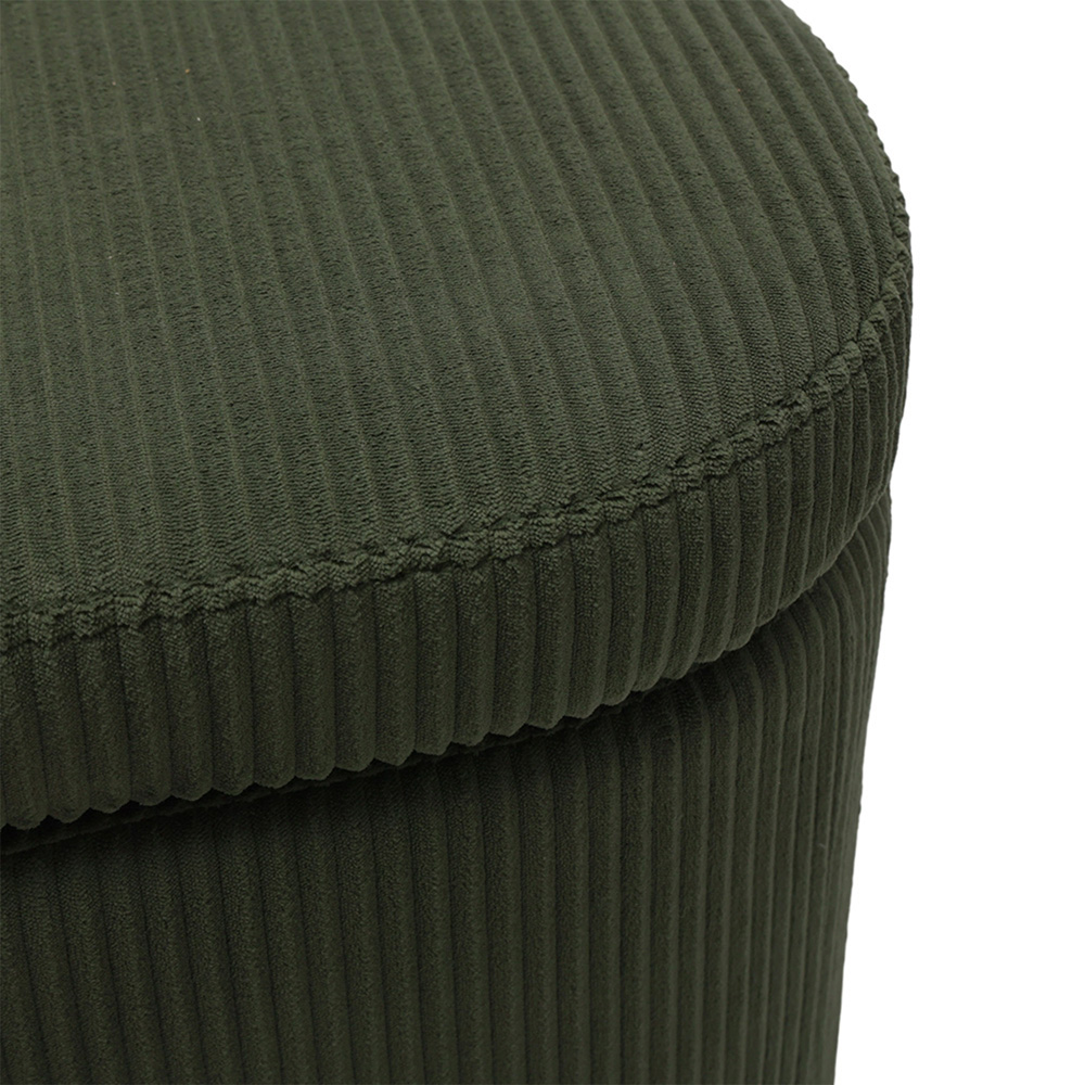 Living and Home Green Corduroy Storage Ottoman with Lift-Up Lid Image 3