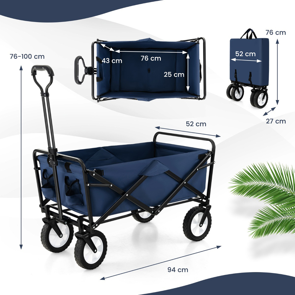 Costway Navy Camping Garden Cart with Adjustable Handle Image 9