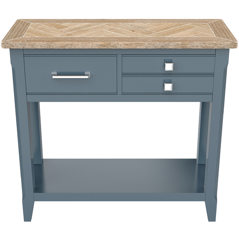 Baumhaus Signature 3 Drawer Single Shelf Blue Small Console Table Image 3