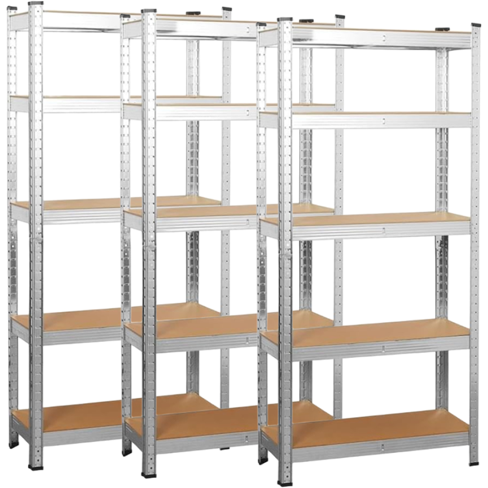 Garden Gear 5 Shelf Galvanised Steel Storage Shelving Unit 3 Pack Image 1