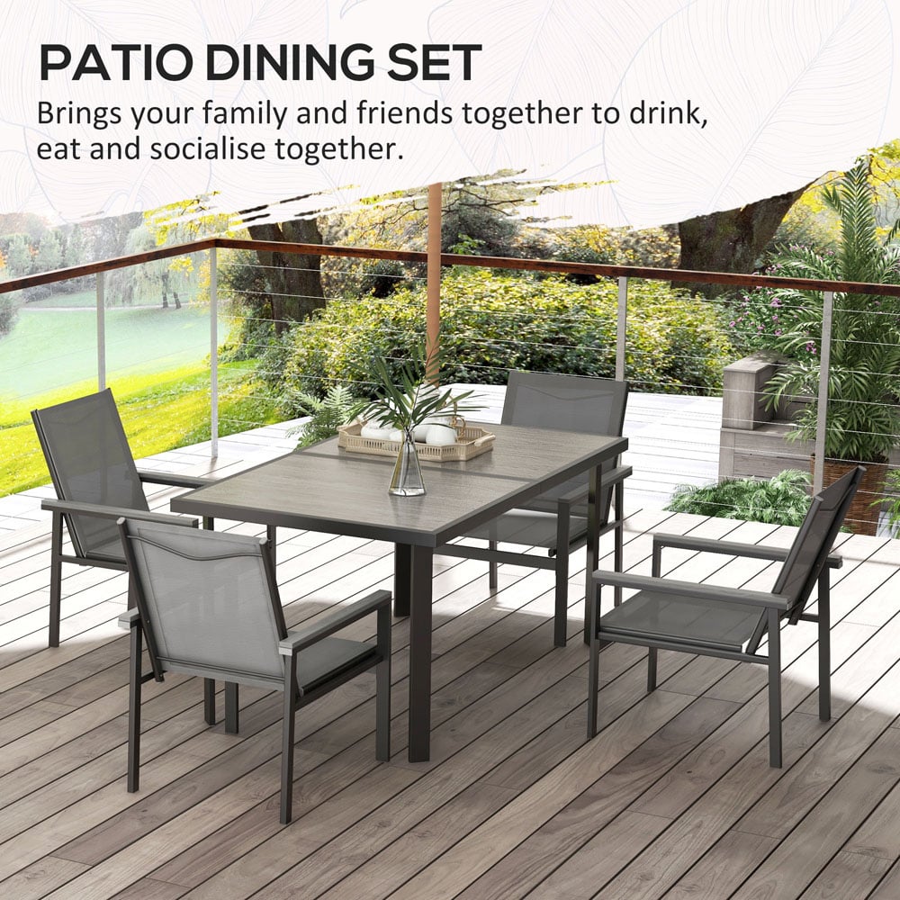 Outsunny 6 Seater Steel Rectangular Garden Dining Set Grey Image 6