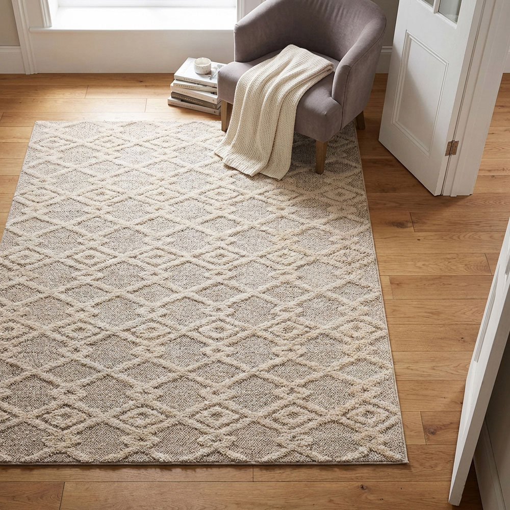 Apollo Geometric Patterned Rug  - Neutral / 120cm Image 7