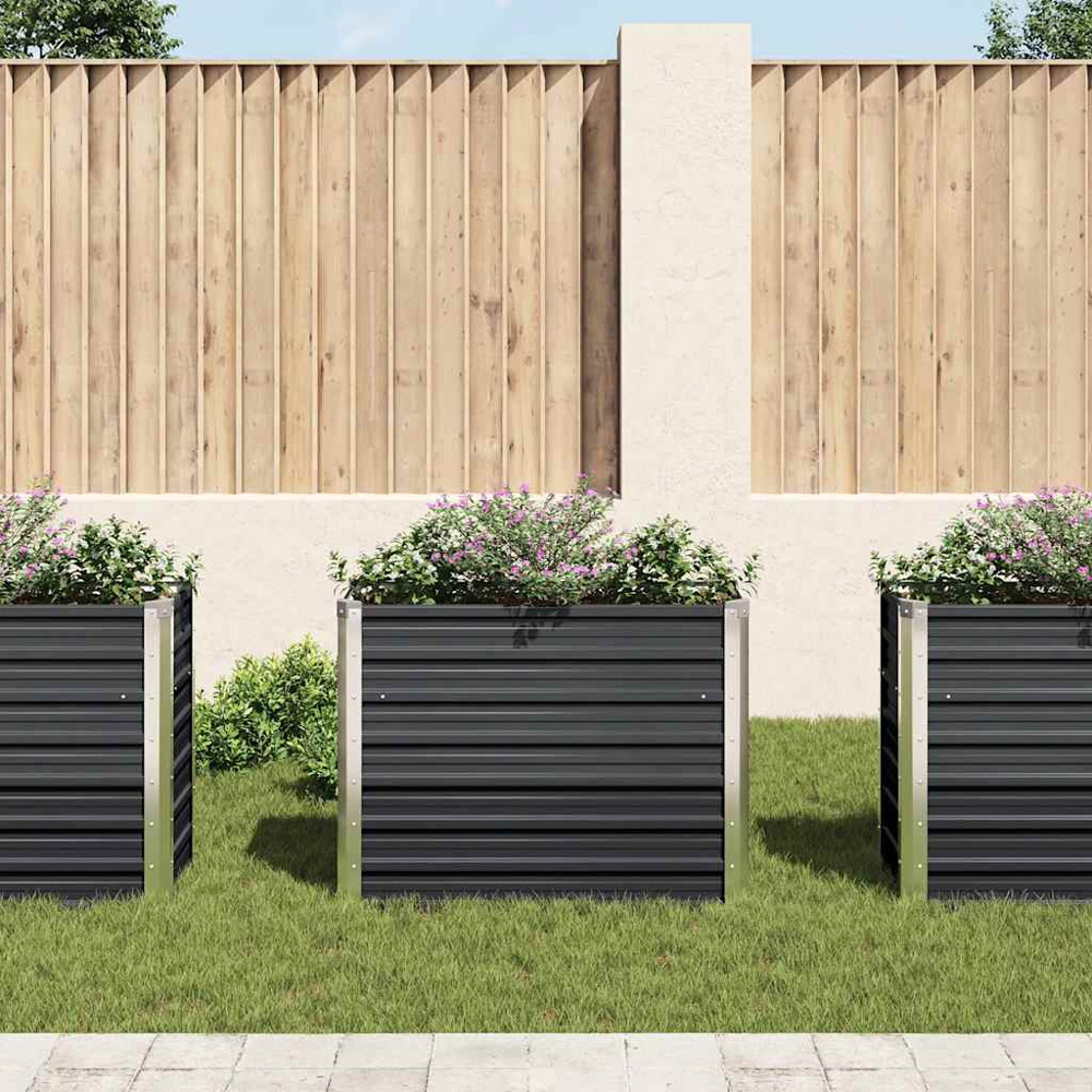 vidaXL Anthracite Galvanised Steel Raised Garden Bed 77 x 100 x 40cm Image 2