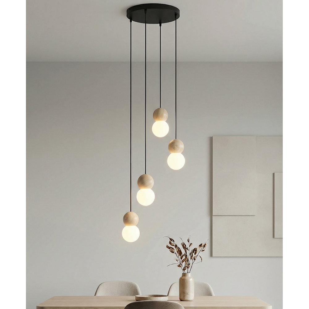 Emibig Loop 4 Light Ring-Shaped Shade Black G9 Ceiling Pendant Light Image 5