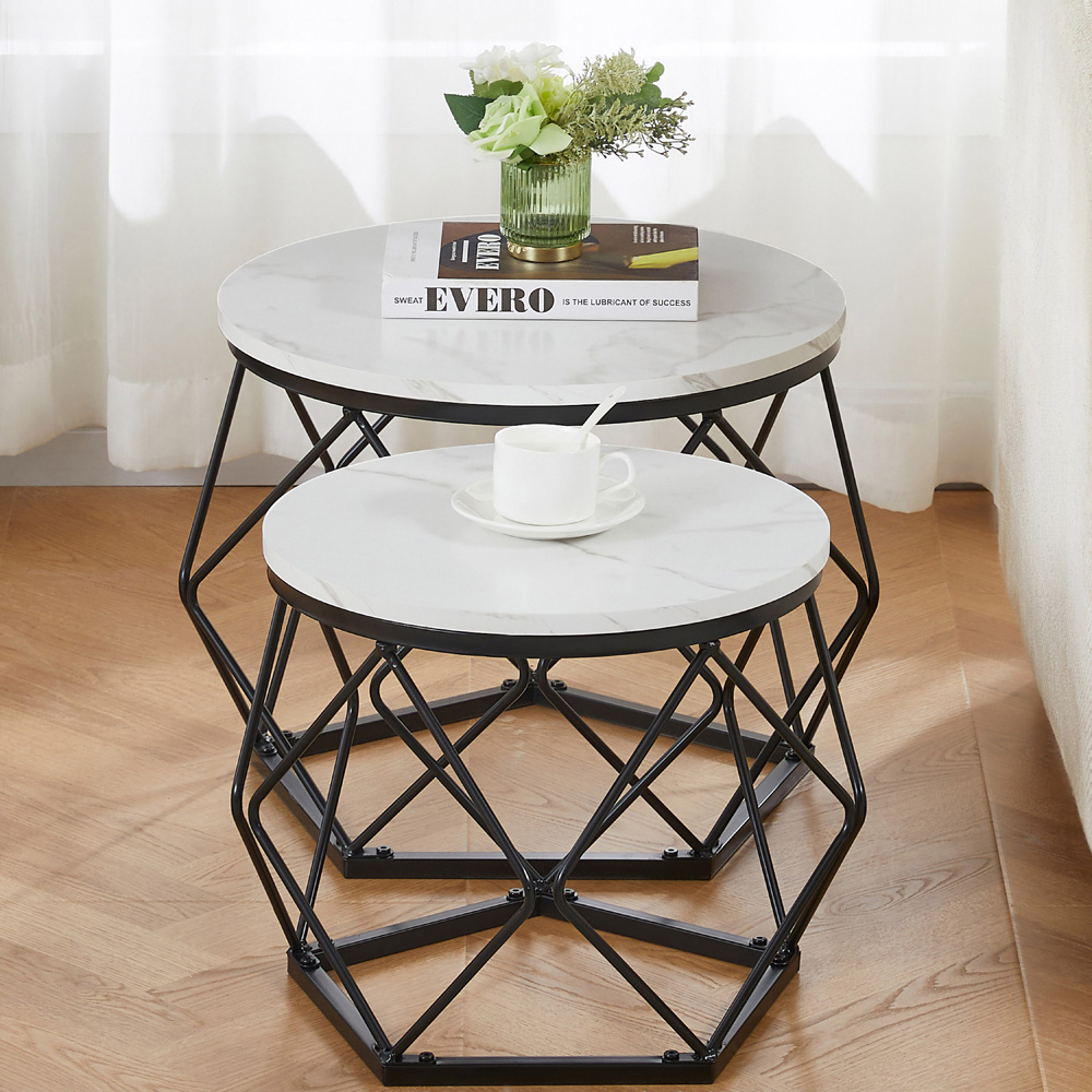 VIDA DESIGNS Brooklyn Marble Nest of Tables Set of 2 Image 3