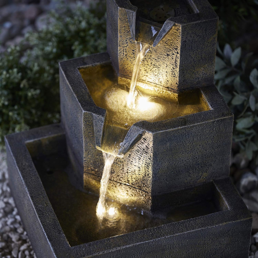 Serenity 3-Tier Cascading Squared Mains Powered Water Feature Image 4