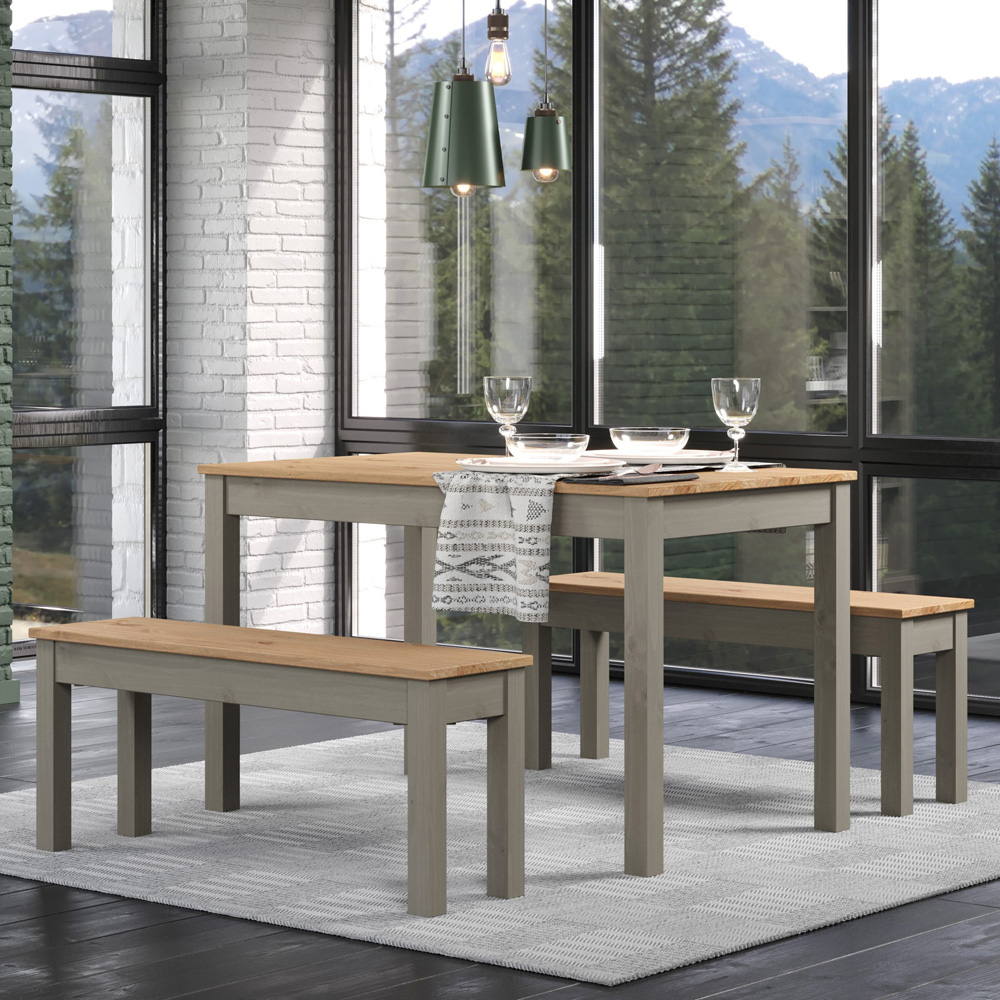 Core Products Corona Linea 6 Seater Large Dining Table Bench Set Grey Image 4