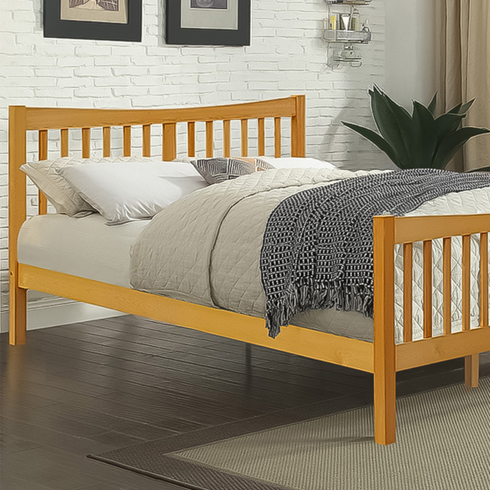 Brooklyn King Size Caramel Solid Wooden Country Bed Frame Image 2
