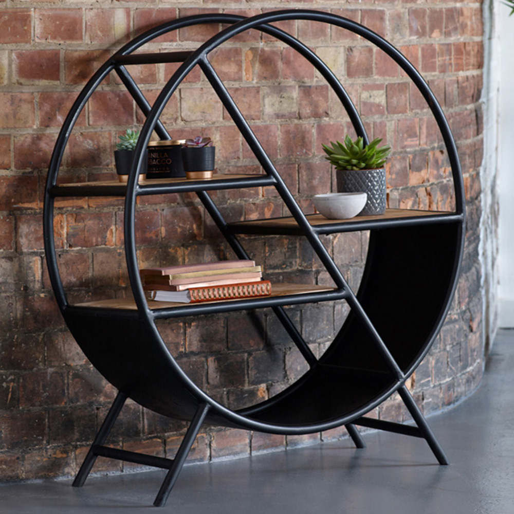 Brooklyn Carnaby 3 Shelf Industrial Round Open Bookcase Image 1