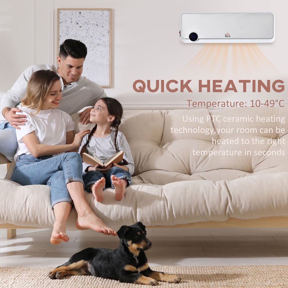 HOMCOM Wall Downflow Electric Heater with Timer Remote Image 6