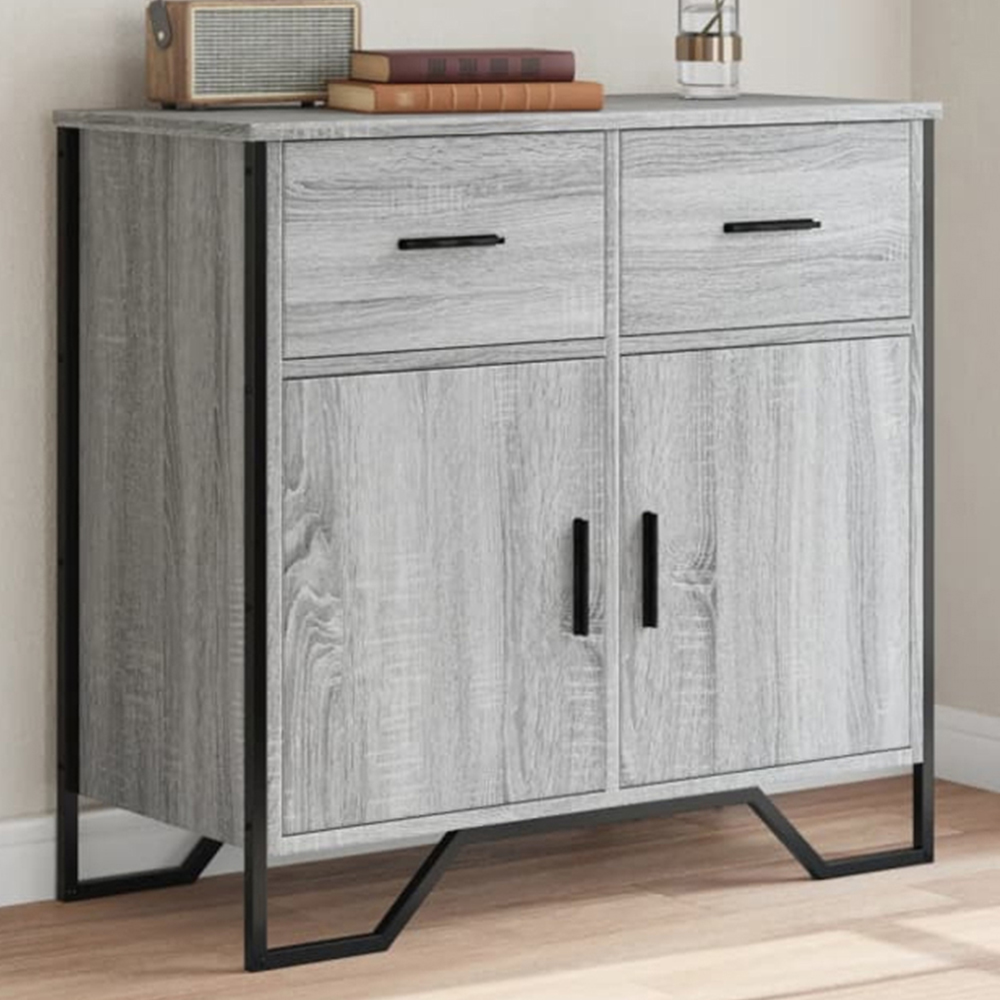 vidaXL 2 Door 2 Drawer Grey Sonoma Wooden Sideboard Image 1