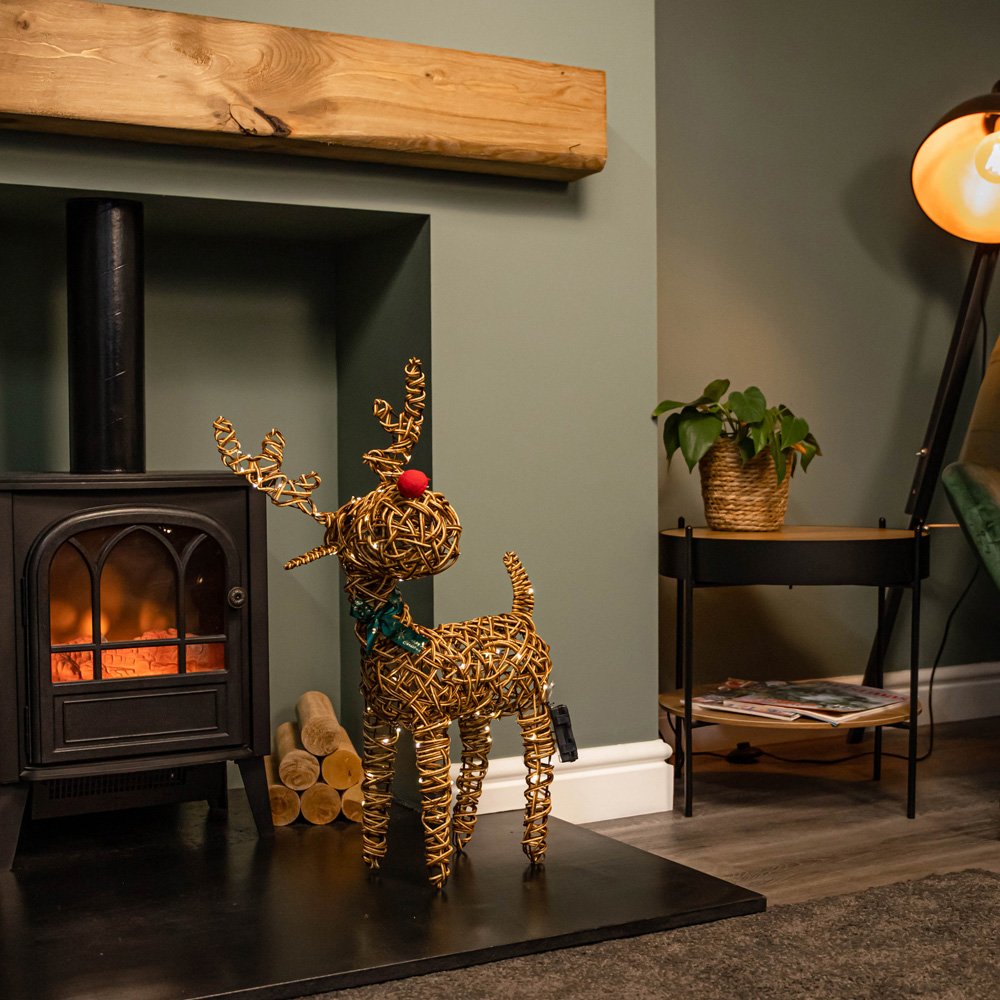 Samuel Alexander Light Up Brown Reindeer Christmas Decoration with Red Nose Image 7