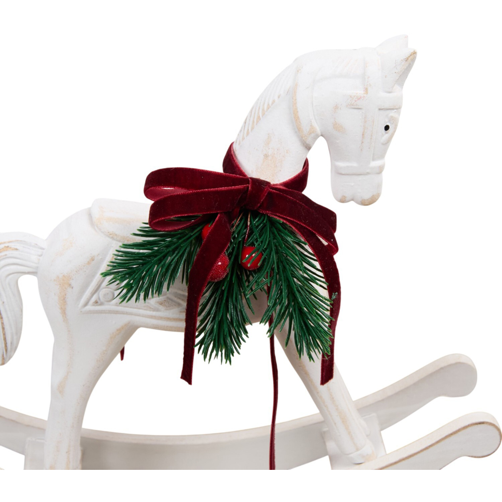 Wooden Decorative Rocking Horse White Image 3