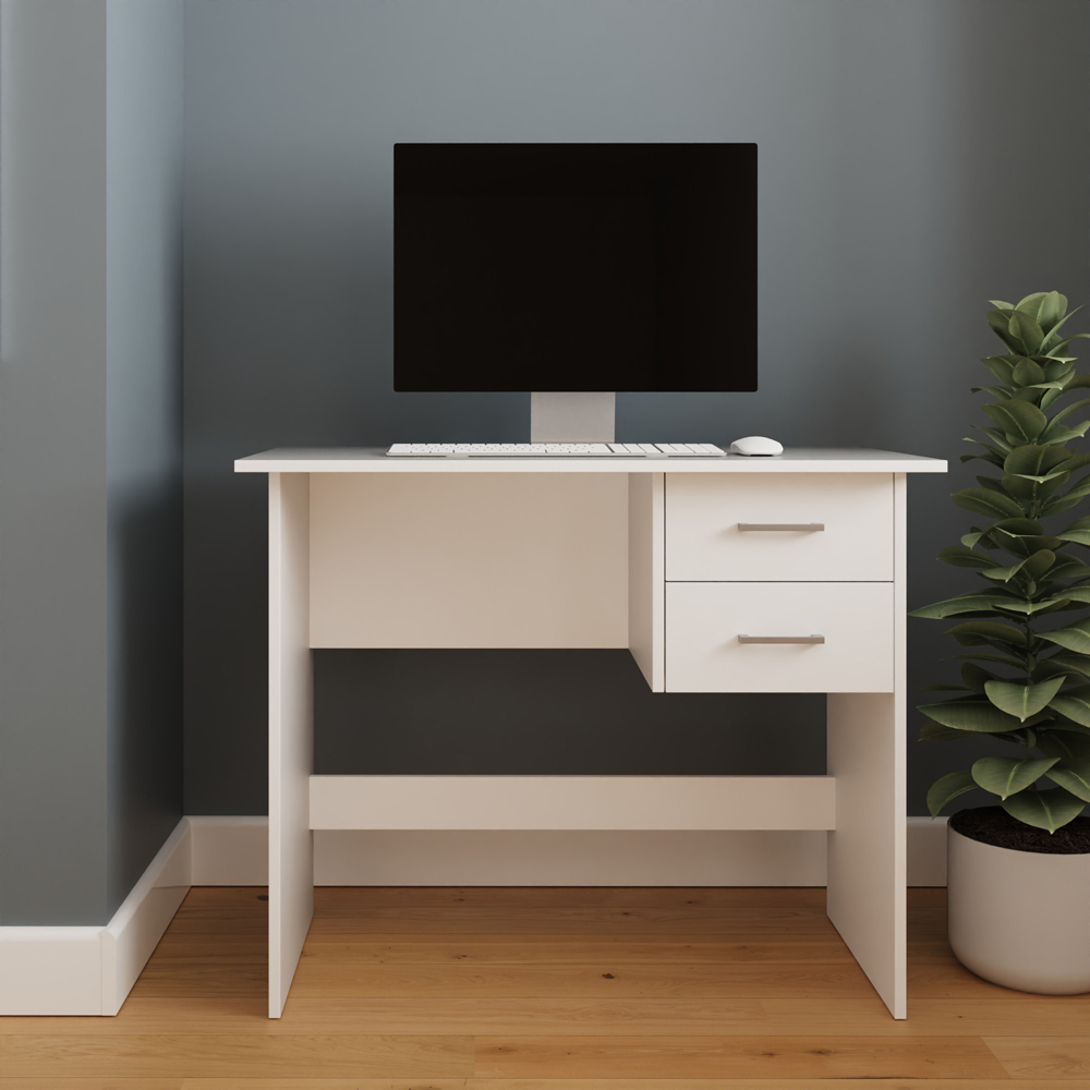 GFW Bailey 2 Drawer Computer Desk White Image 3