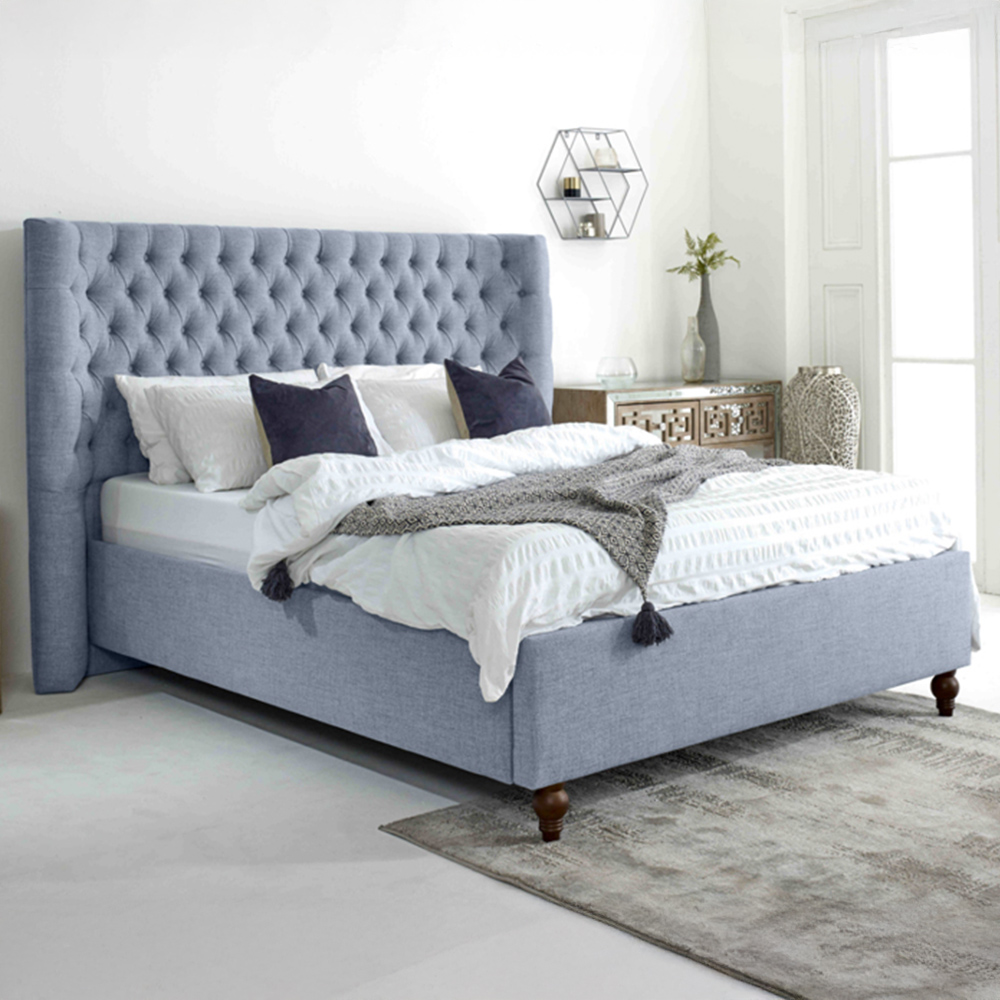 Eleganza Dinah Small Double Dawn Grampian Fabric Bed Frame with Winged Headboard Image 1