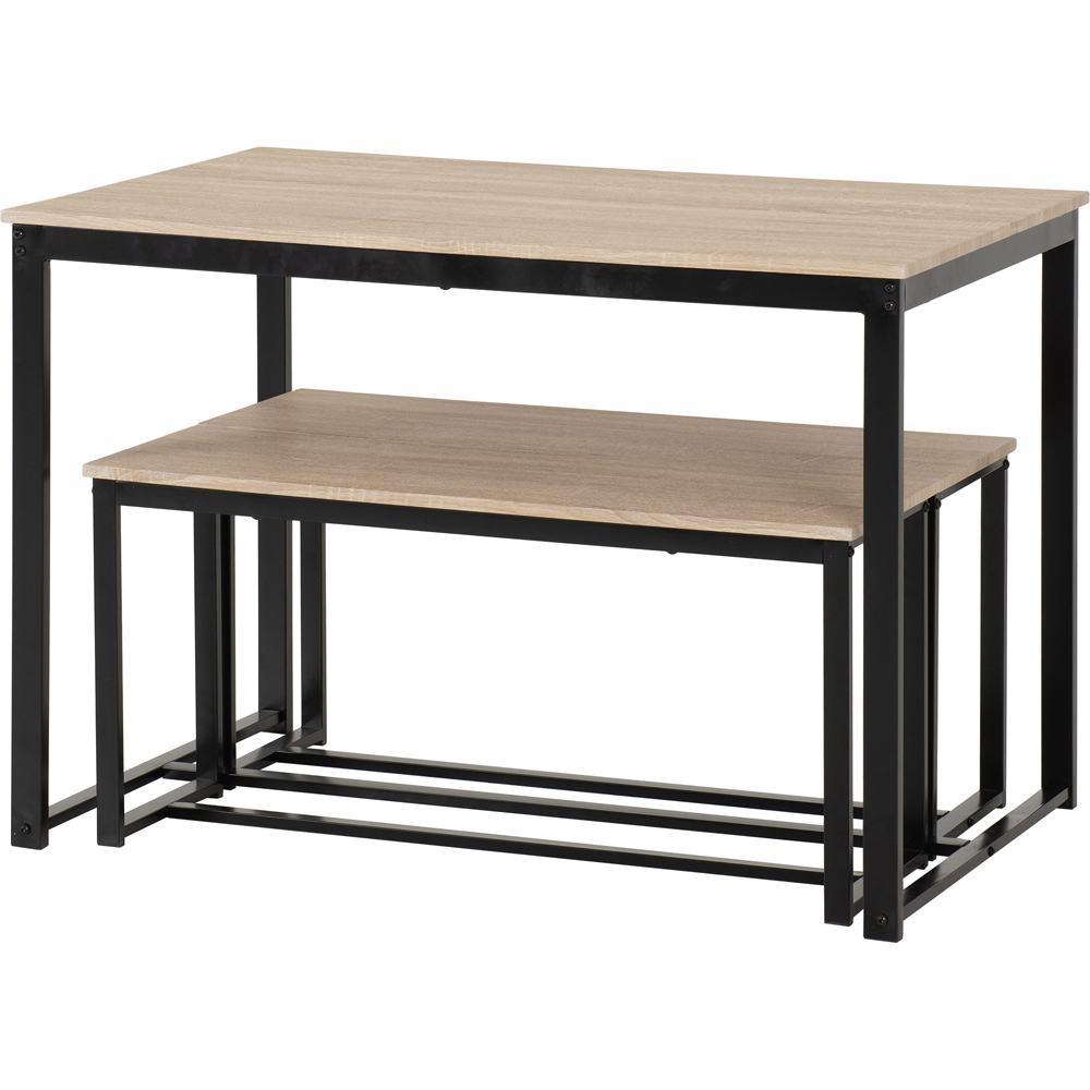 Seconique Lincoln 2 Bench Dining Set Sonoma Oak and Black Image 2