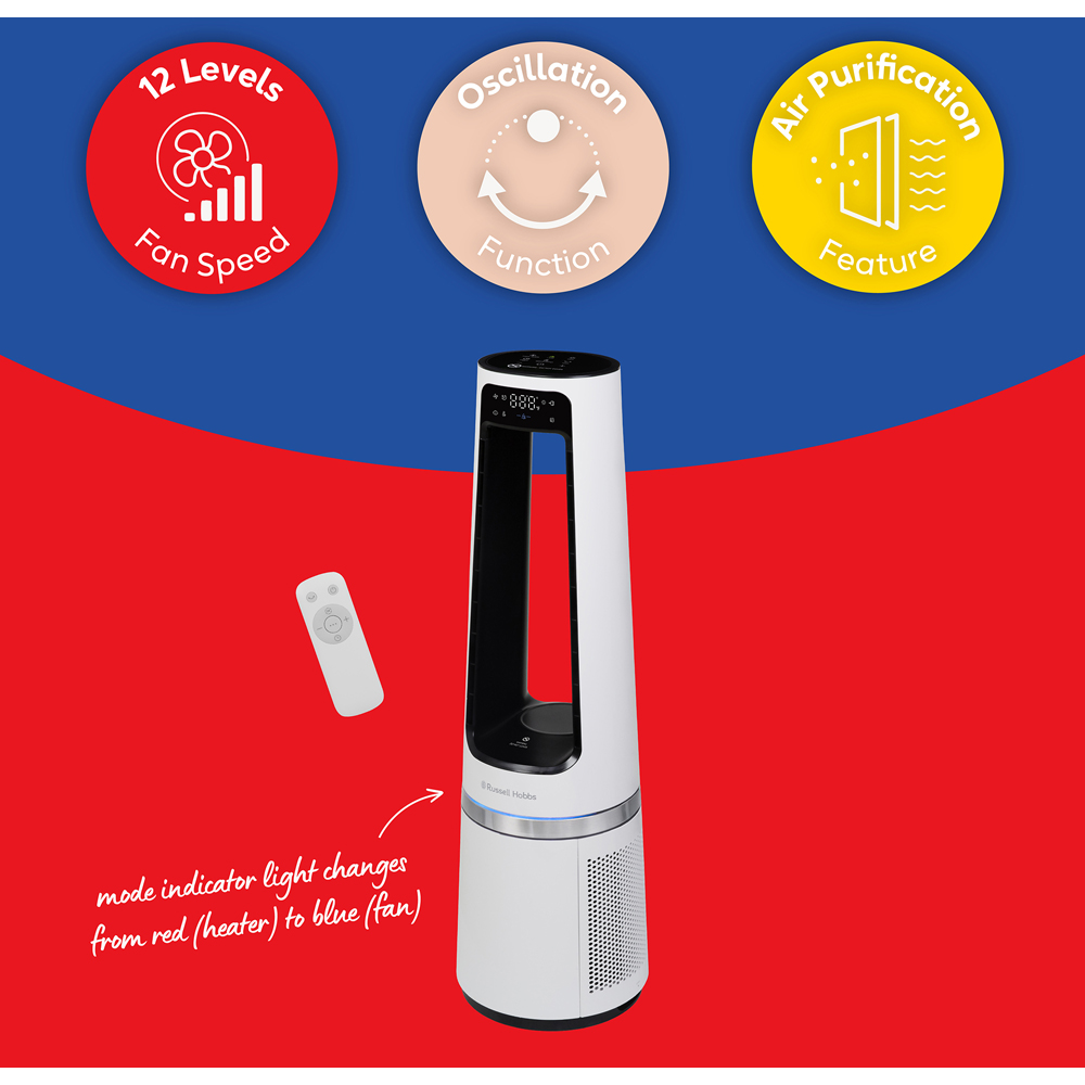Russell Hobbs White Bladeless Cool and Heat Fan with Remote Image 8