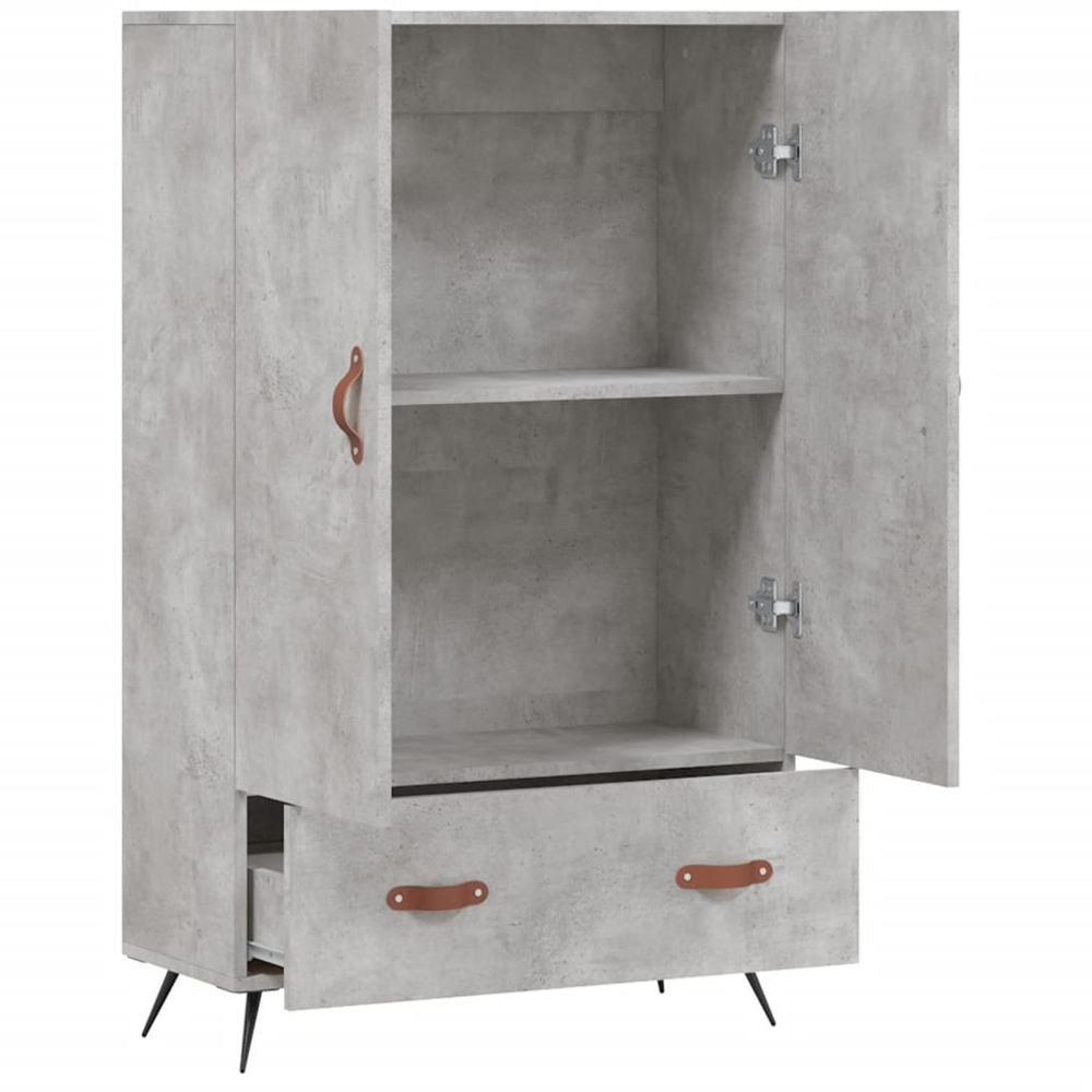 vidaXL 2 Door Single Drawer Concrete Grey Highboard with Black Metal Legs Image 5
