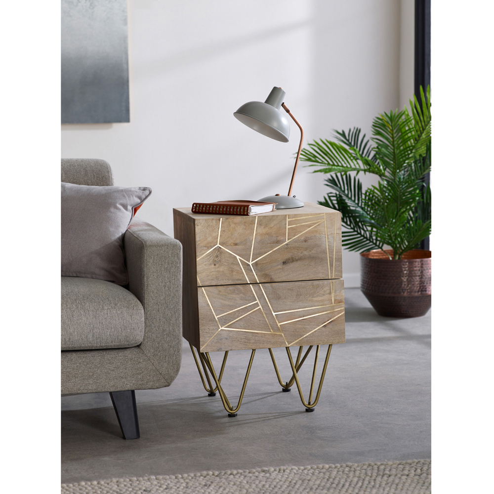 Brooklyn Huyen 2 Drawer Light Gold Side Table Image 7
