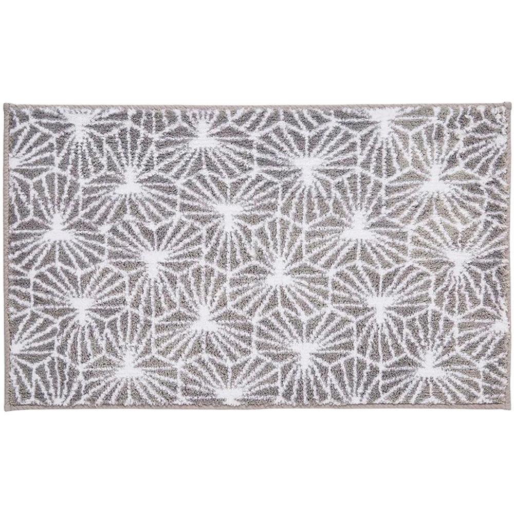 Allure Bath Fashions Madrid Grey Jacquard Geometric Design Non-Slip Bath Mat 50 x 80cm Image 1