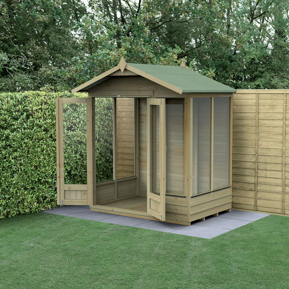 Forest Garden 4LIFE 6 x 4ft Double Door 5 Windows Apex Summerhouse Image 2