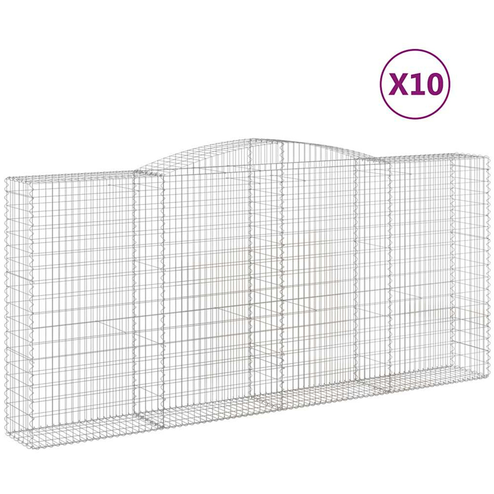 vidaXL Silver Galvanised Iron Arched Gabion Basket 400 x 50 x 180/200cm 10 Pack Image 4