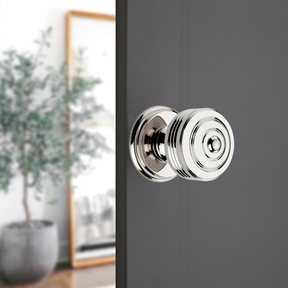 Spira Brass Polished Nickel Carter Mortice Door Knob 2 Pack Image 2