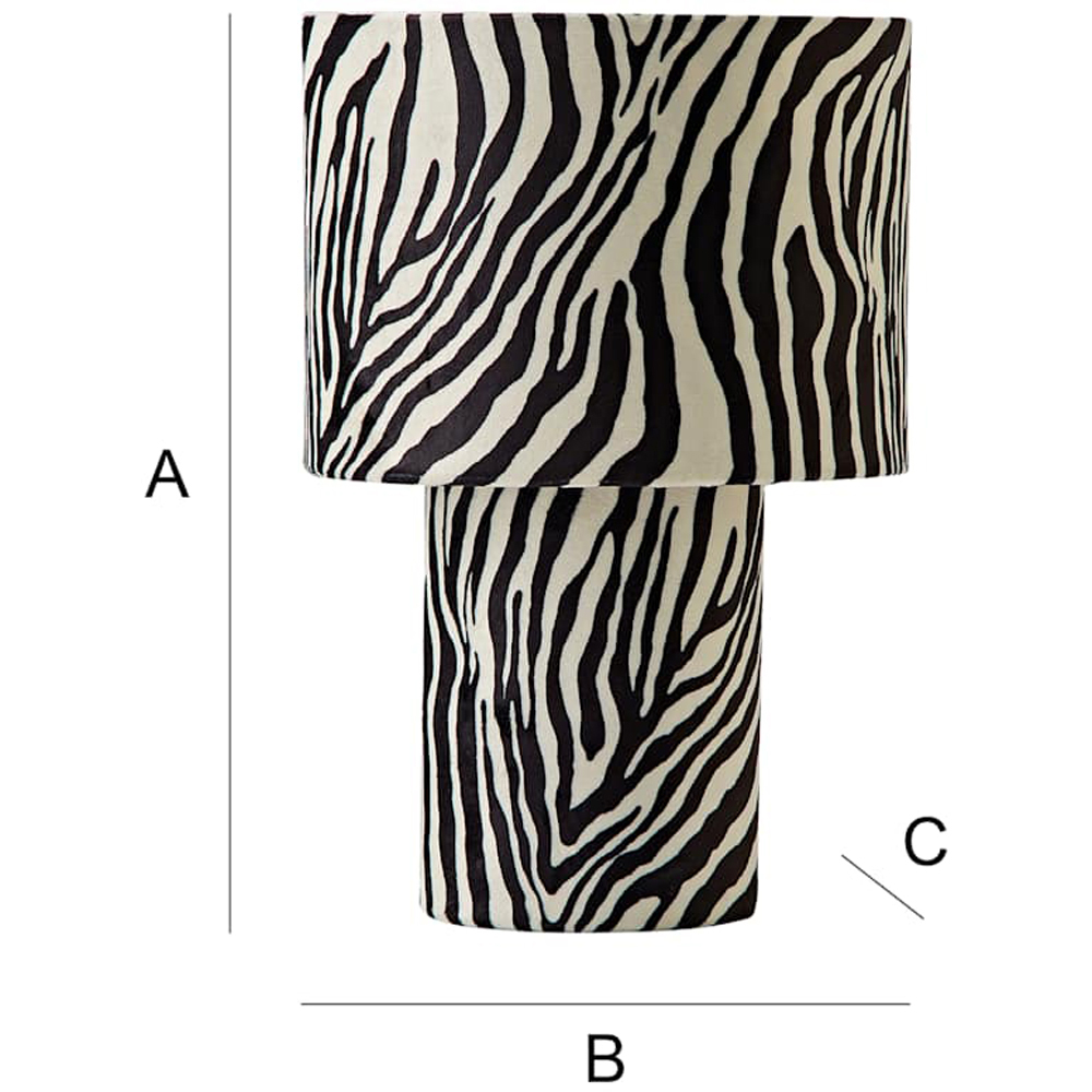 ValueLights Nessa Zebra Pattern Velvet Table Lamp and Bulb Image 7