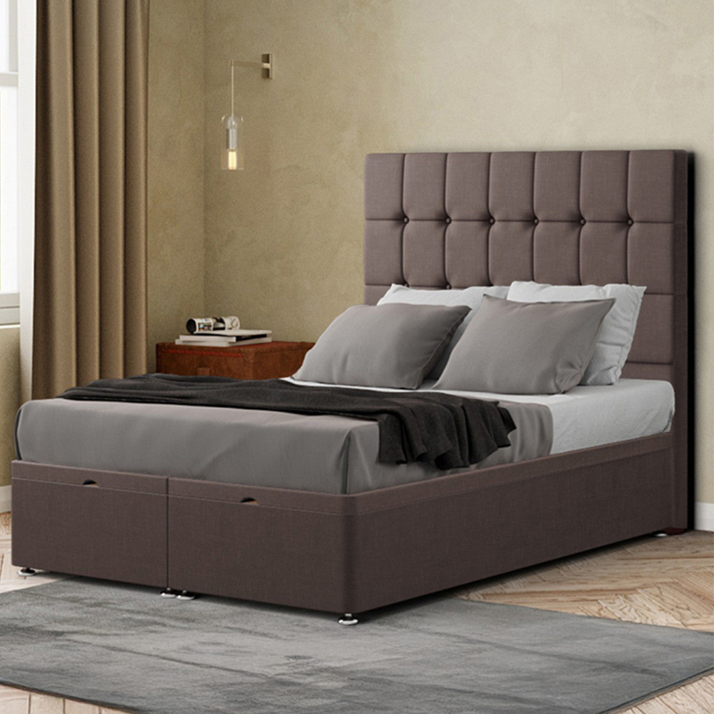 Portland Venezia Single Slate Malham Weave Ottoman Bed with Headboard Image 1