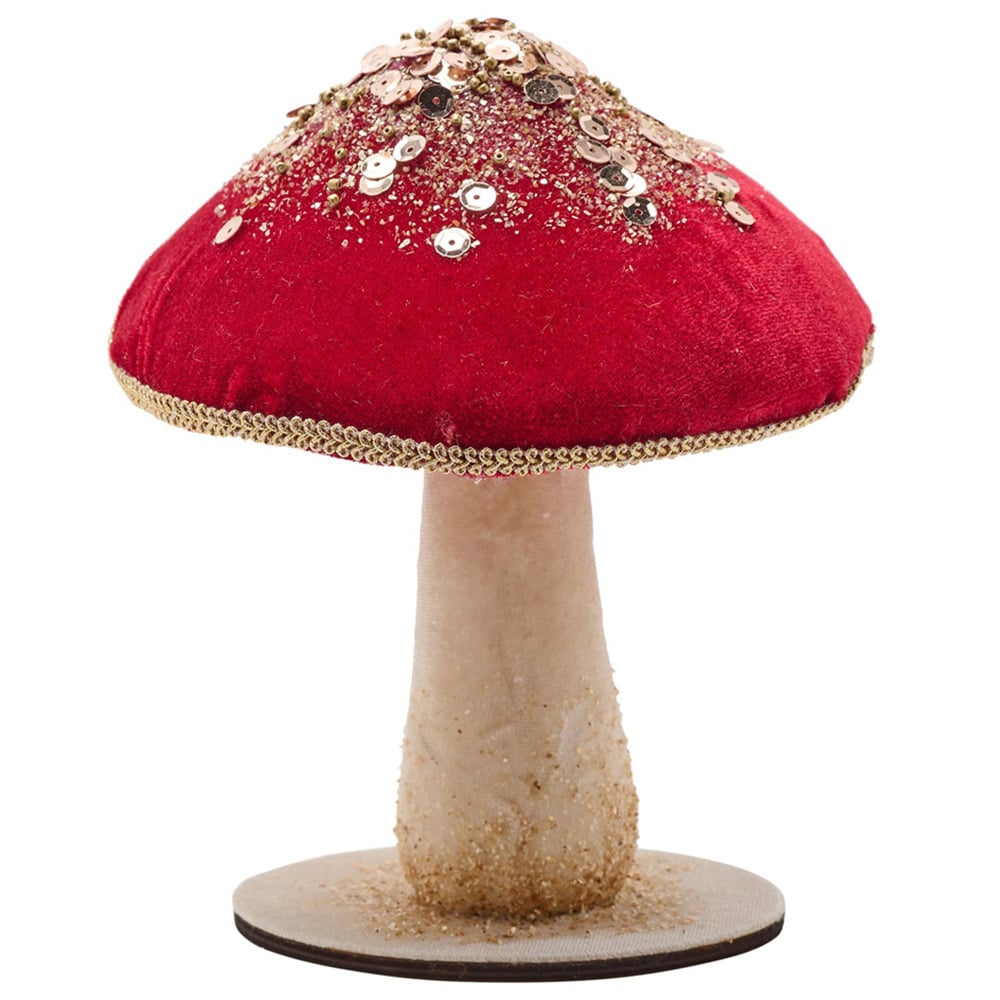 The Christmas Gift Co Red Velvet Mushroom 17cm Image 1